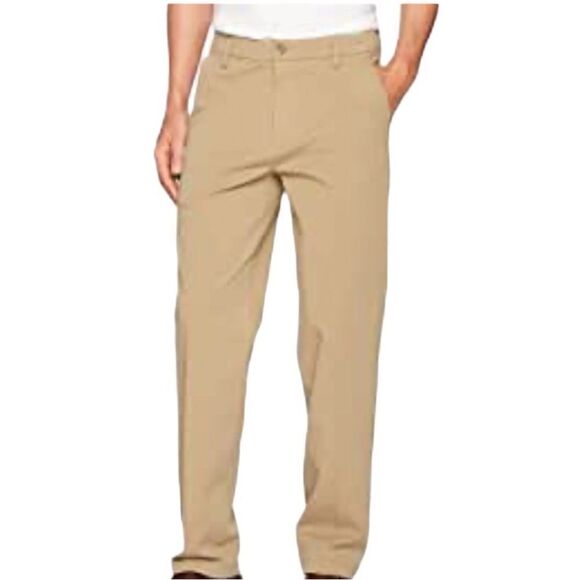 NWT DAVID TAYLOR MENS KHAKI BACK ELASTIC PANTS (VARIOUS SIZES)‎ - Picture 1 of 6